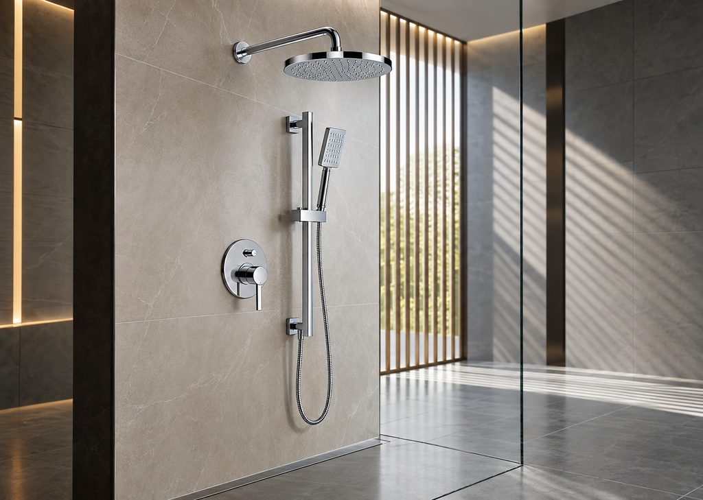 Contemporary hospitality bathroom shower environment