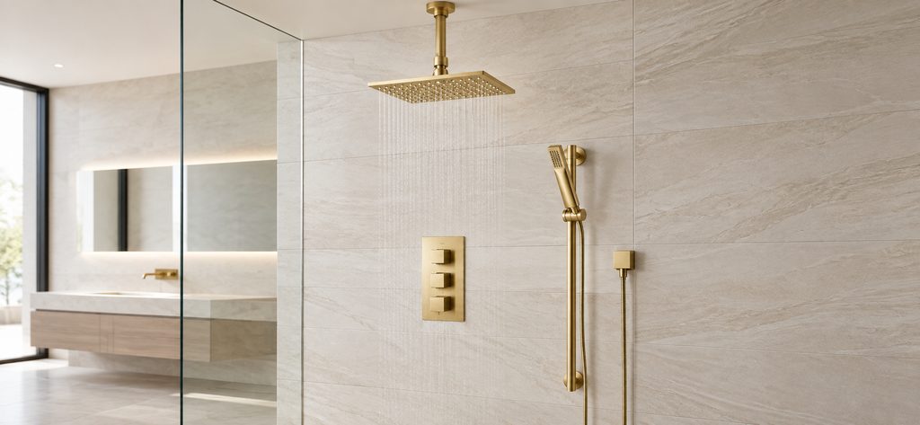 Gold Sliding Bar Rain Shower 1