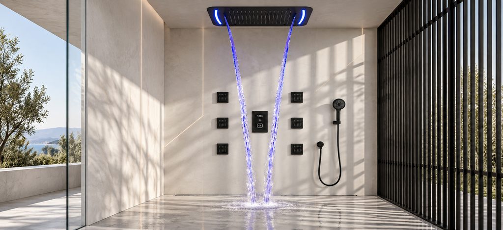 Modern hospitality bathroom environment for facility operations research