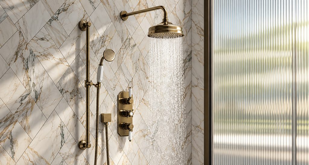 Starsbourg Antique Brass Thermostatic Shower